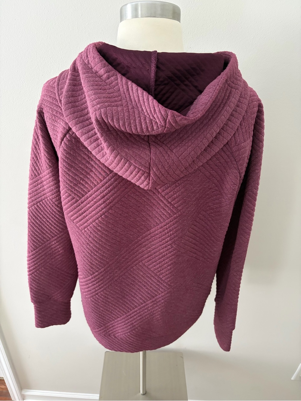 GreenTea Quilted Hooded Pullover Sweatshirt - Plum S Autumnal Layer - Picture 7 of 10
